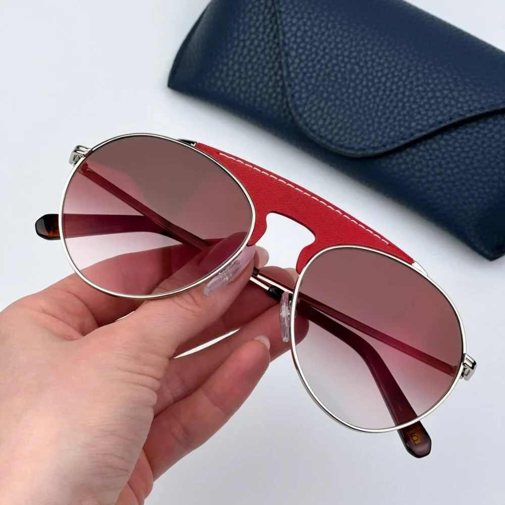 Loewe Men BRAND NEW Sunglasses LW40005U 33G Red Leather Brown Gradient Pilot